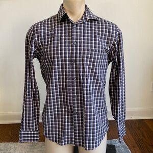 Joseph Abboud Men’s Medium Non-Iron Plaid Long Sleeve Dress Button Down Shirt